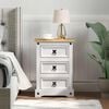vidaXL Bedside Table with Drawer White 45 x 35 x 64 cm Solid Pine Wood