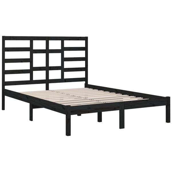 vidaXL Bed Frame without Mattress Black Solid Wood 140x190 cm