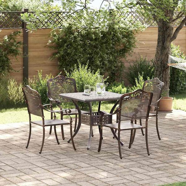 vidaXL Garden Table Set 5 pcs Bronze Cast Aluminium