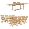 vidaXL Garden Dining Set | Teak Brown | Solid Teak Wood | Large for 9 people