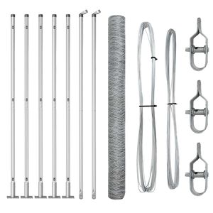 vidaXL Hexagonal Fence with Concrete Base 10 x 1.4 m Galvanised Steel