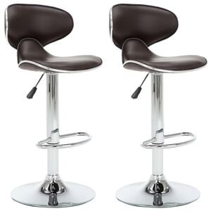 vidaXL Bar Stool | Set of 2 | Brown | Faux leather, chromed steel | Adjustable