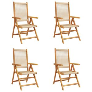 vidaXL Reclining Folding Chairs 4 pcs Beige Solid Wood Acacia