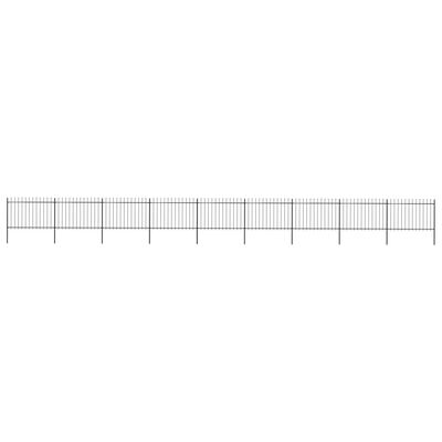 vidaXL Garden Fence with Spear Top Steel 15.3x1.2 m Black