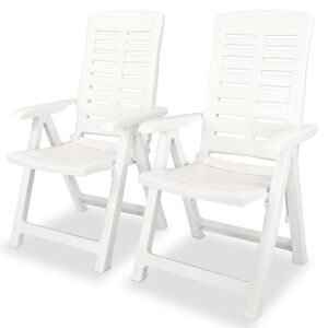 vidaXL Reclining Folding Chairs 2 pcs Plastic White