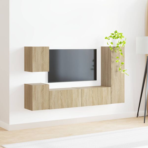 vidaXL TV Cabinet Set Wall-mounted 4 pcs Sonoma Oak Engineered Wood