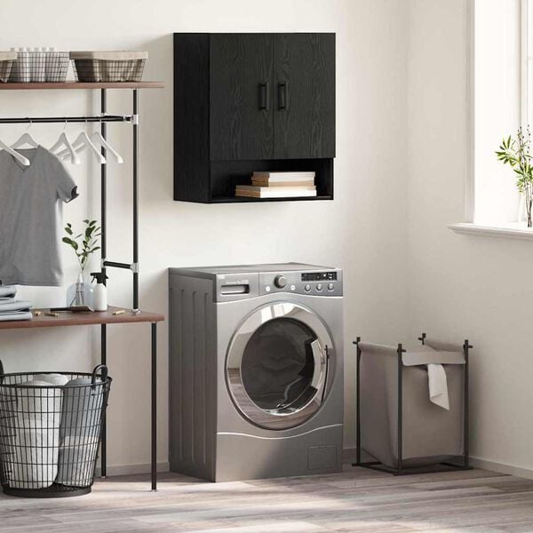 vidaXL Wall-Mounted Cabinet Black Oak 60 x 31 x 70 cm Engineered Wood