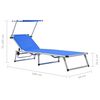 vidaXL Folding Sun Loungers with Roof 2 pcs Aluminium&Textilene Blue