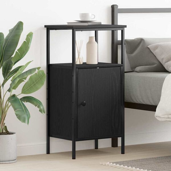 vidaXL Bedside Cabinet Black Oak 41 x 31 x 80 cm Engineered Wood