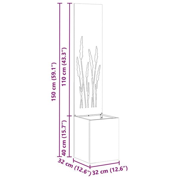 vidaXL Garden Privacy Screen Rusty 32 x 140 cm Weathering Steel