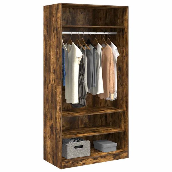 vidaXL Wardrobe Smoked Oak 100x50x200 cm Engineered Wood