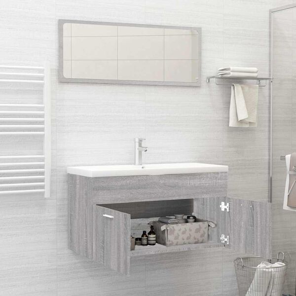 vidaXL 2 Piece Bathroom Furniture Set Grey Sonoma Engineered Wood
