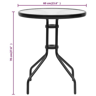vidaXL Garden Table Black Ø60x70 cm Steel
