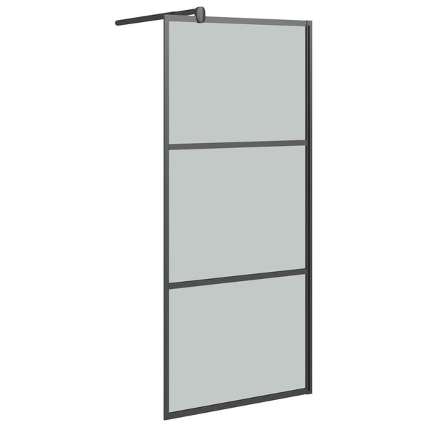 vidaXL Walk-in Shower Wall 90x195cm Dark ESG Glass Black
