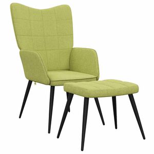 vidaXL Relaxing Chair with a Stool Green Fabric