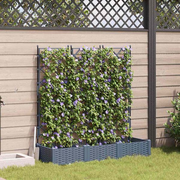 vidaXL Garden Planter 3 pcs LiGht Grey 120 x 40 x 125.5 cm Steel