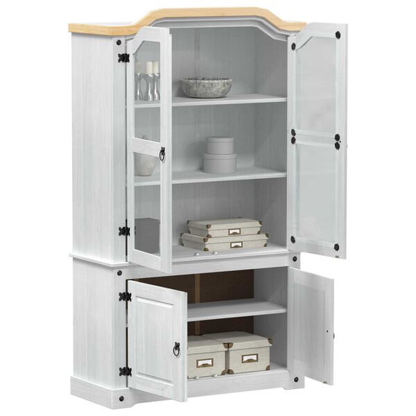 vidaXL Display Cabinet White 103.5 x 42 x 180 cm Solid Pine Wood