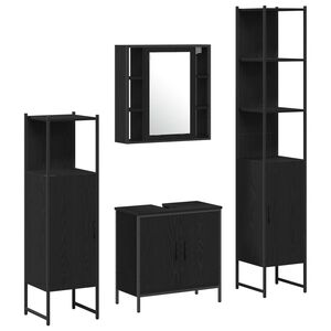 vidaXL Bathroom Furniture Set 4 pcs Black Engineered wood