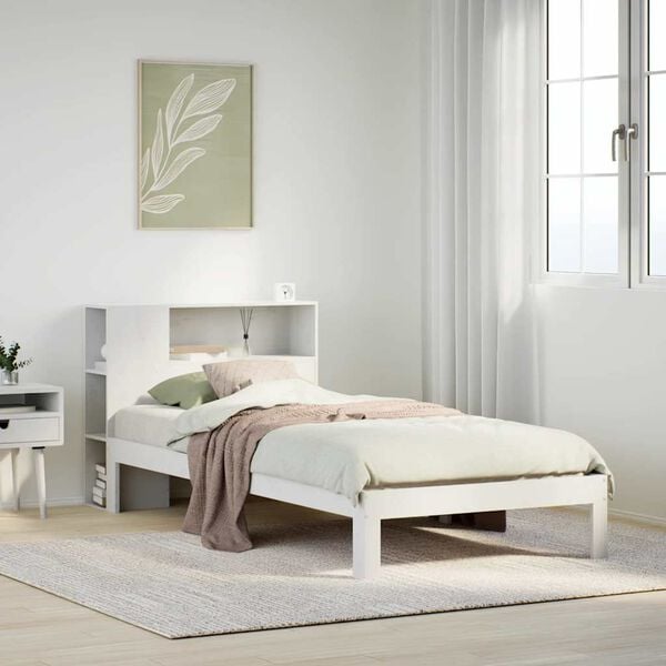 vidaXL Bookcase Bed without Mattress White 75x190 cm Small Single Solid Wood Pine