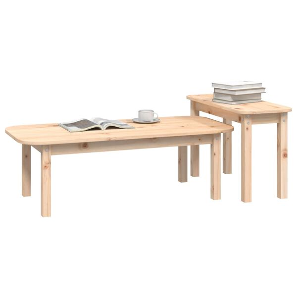 vidaXL 2 Piece Coffee Table Set Solid Wood Pine