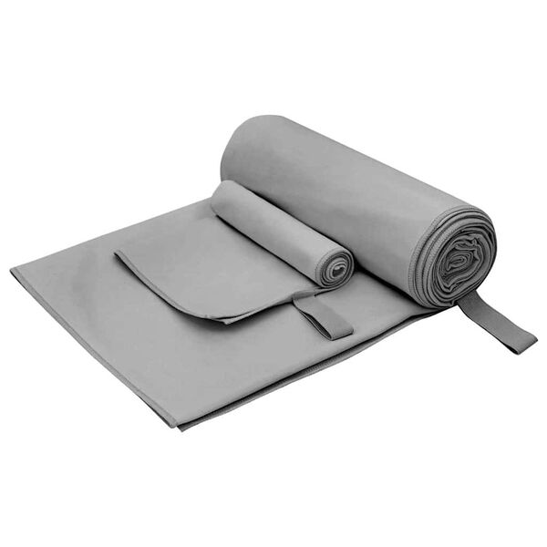 vidaXL Sports Towel Set 2 pcs Dark grey Fabric