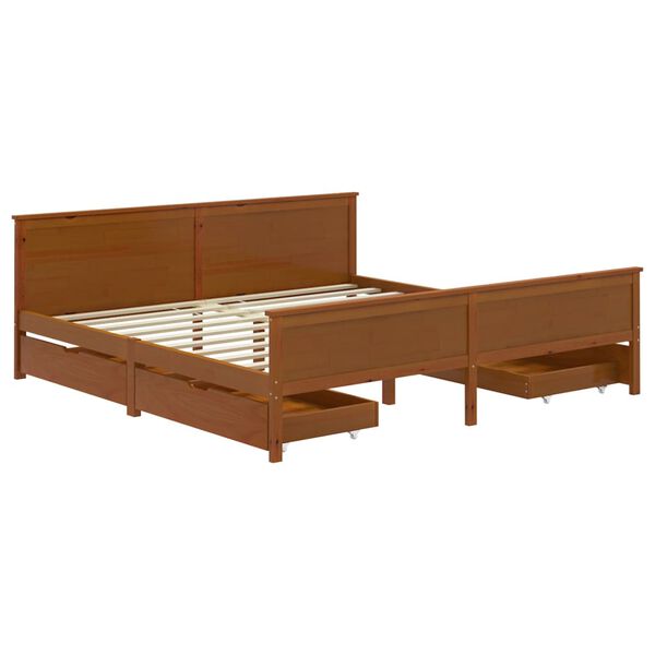 vidaXL Bed Frame without Mattress Honey Brown Solid Wood 180x200 cm Super King