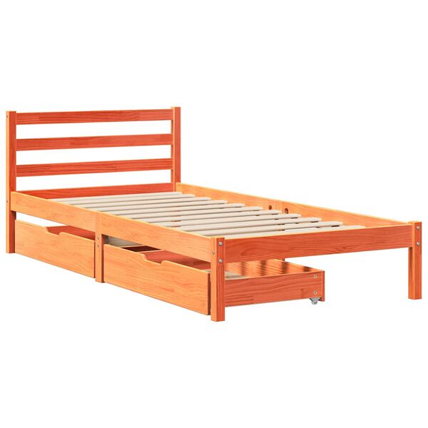 vidaXL Bed Frame without Mattress Wax Brown 90x200 cm Solid Wood Pine