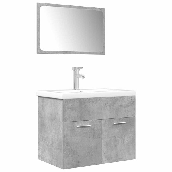 vidaXL 3 Piece Bathroom Furniture Set Concrete Grey Engineered Wood