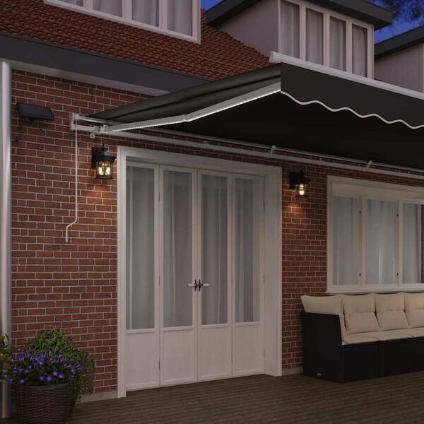 vidaXL Awning Frame with LED Strip Lights White 600 x 350 cm Aluminium