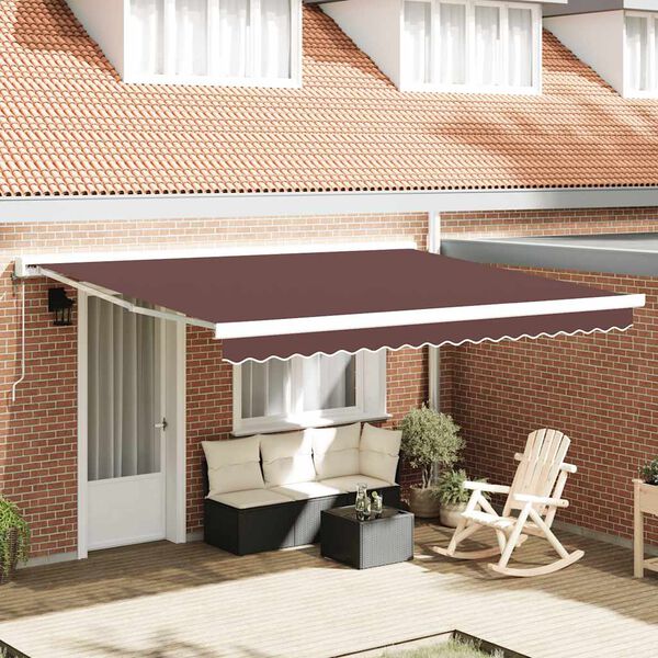 vidaXL Automatic Retractable Awning Brown 400x300 cm