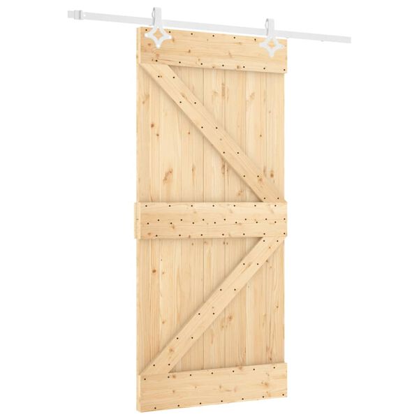 vidaXL Sliding Door with Hardware Set 90x210 cm Solid Wood Pine