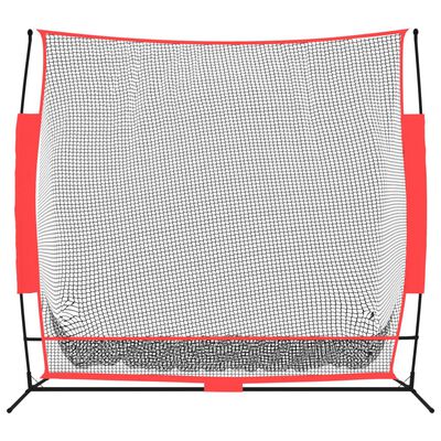 vidaXL Portable Baseball Net Black and Red 215x107x216 cm Polyester