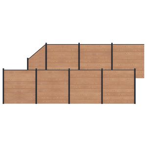 vidaXL Fence Panel 8 pcs WPC and Aluminium Brown