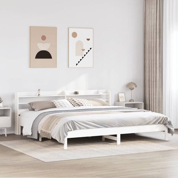 vidaXL Bed Frame without Mattress White 180x200 cm Super King Solid Wood Pine