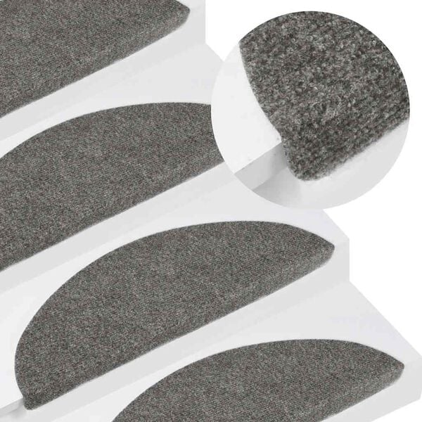 vidaXL Stair Mats Self-adhesive 15 pcs 56x17x3 cm Grey