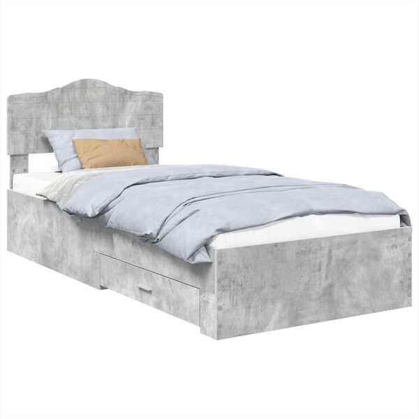 vidaXL Bed Frame Concrete Grey 100 x 200 cm Engineered Wood