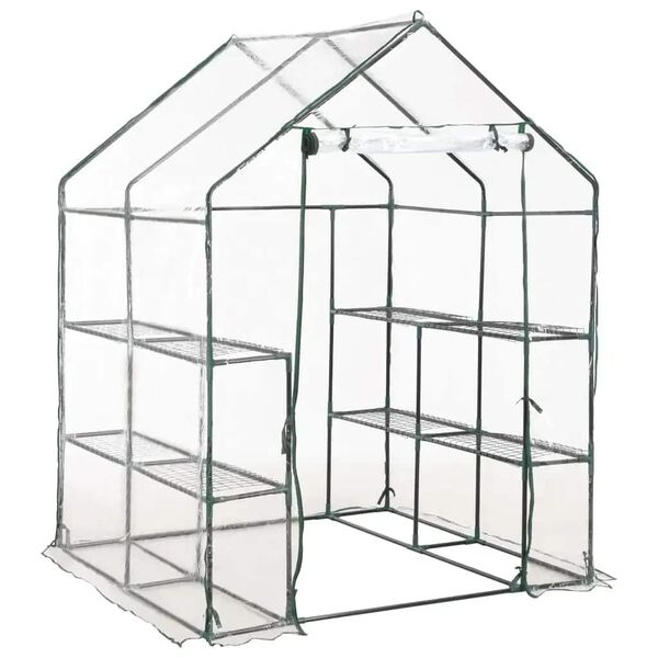vidaXL Greenhouse with 8 Shelves 143x143x195 cm