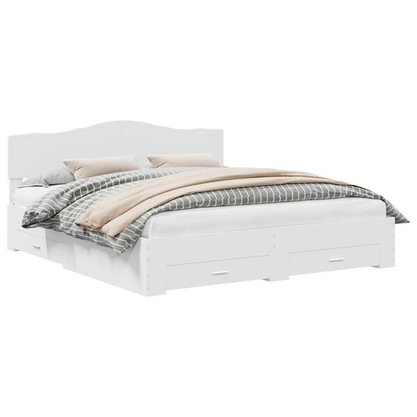 vidaXL Bed Frame with Headboard White 180 x 200 cm Engineered Wood