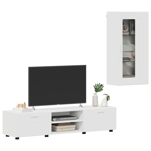 vidaXL TV Cabinet Set with Drawer with Shelf White Engineered Wood