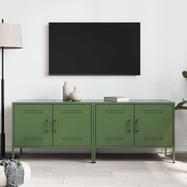 vidaXL TV Cabinets 2 pcs Olive Green 68x39x50.5 cm Steel