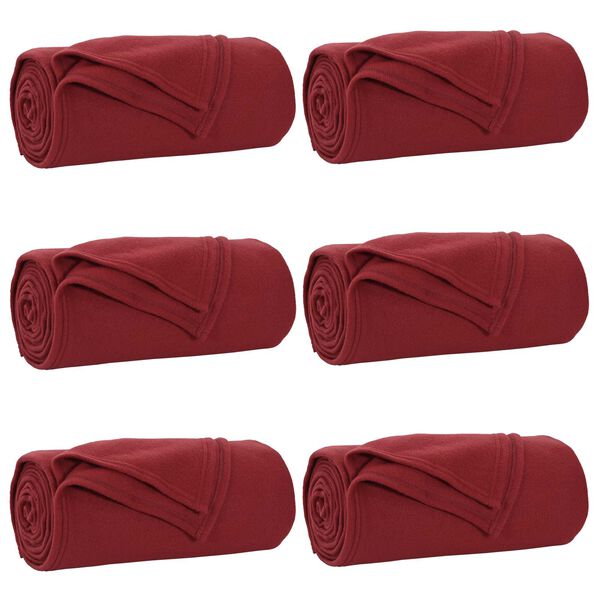 vidaXL Throw Blankets 6 pcs Bordeaux Red 170 x 130 cm Fleece