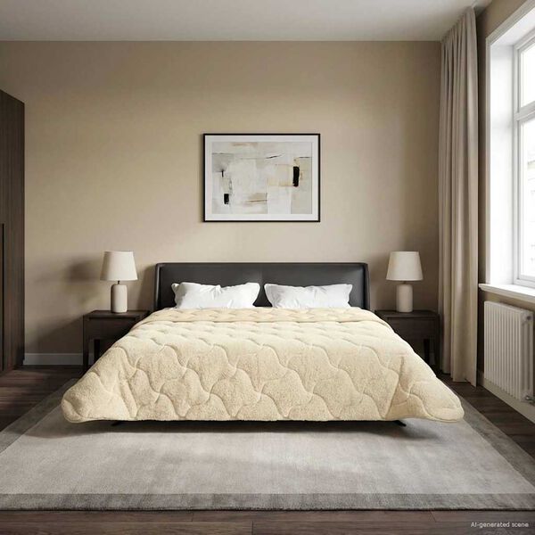 vidaXL Summer Duvet Cream 220 x 240 cm Microfiber and Teddy fleece