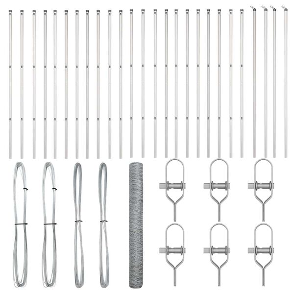 vidaXL Fence Post Silver 50 x 1.4 m (50 mm mesh) Steel