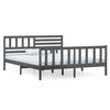 vidaXL Bed Frame without Mattress Grey Solid Wood 140x190 cm