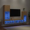 vidaXL 4 Piece TV Wall Units with LED Sonoma Oak Engineered Wood