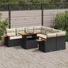 vidaXL 9 Piece Garden Sofa Set with Cushions Black Poly Rattan Acacia