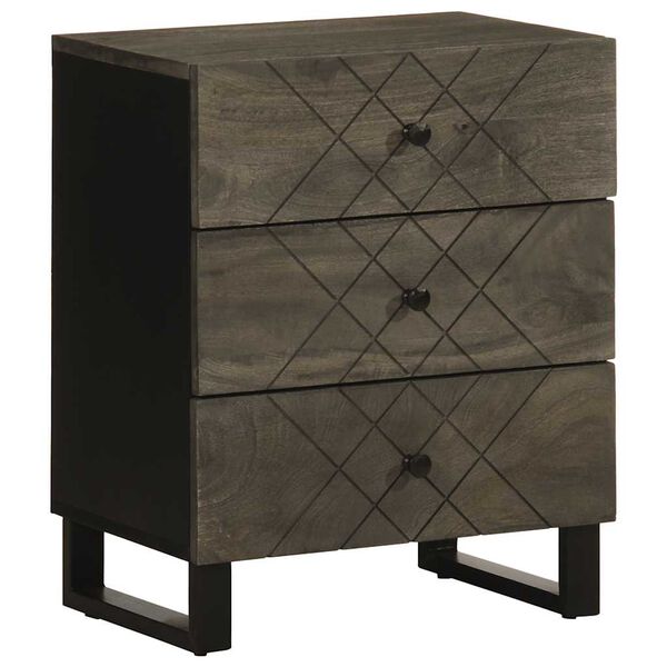 vidaXL Bedside Cabinet Black 50x33x62 cm Solid Wood Mango