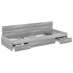 vidaXL Bed Frame with Drawer Grey Sonoma 100 x 200 cm Engineered Wood