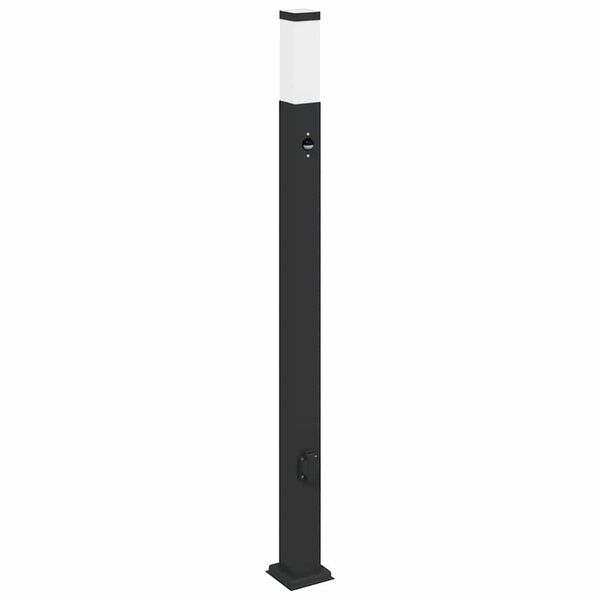 vidaXL Bollard Lights with Sensor&Outlet 3 pcs 110 cm Black IP44