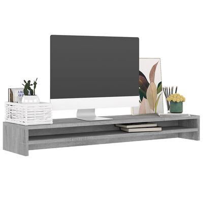 vidaXL Monitor Stand Grey Sonoma 100x24x13 cm Engineered Wood
